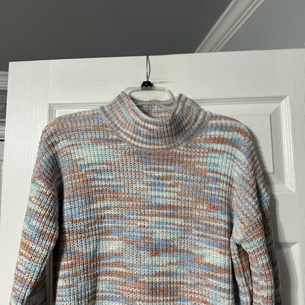 NWT Hippie Rose Multicolor Mock Neck Crocheted Sweater - Picture 2 of 16